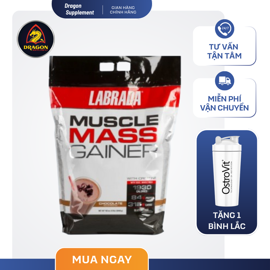 Labrada Muscle Mass Gainer - Mass tăng cân tăng cơ quốc dân bịch 5.4kg (16 liều dùng)